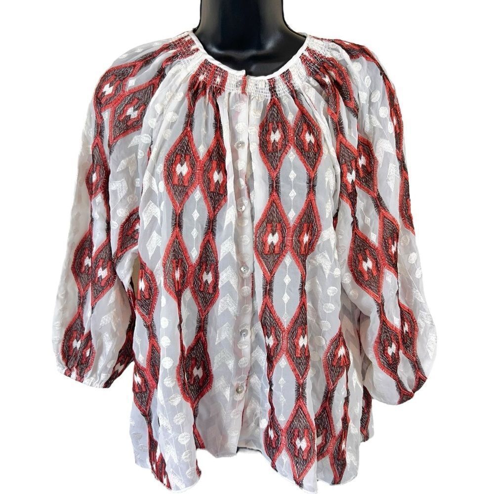 Anthropologie Line & Dot Socompa Peasant Blouse
